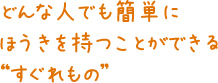 どんな人でも簡単にほうきを持つことができる'すぐれもの'